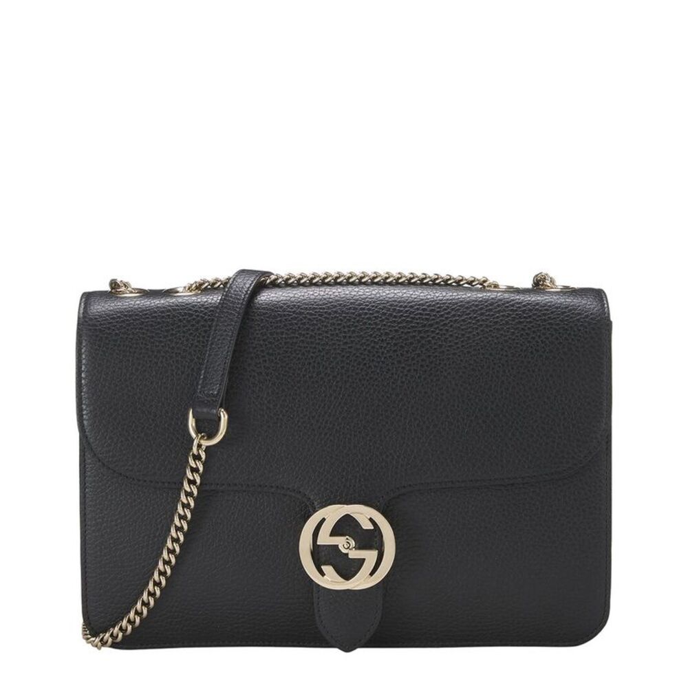 Gucci Black Leather Interlocking Crossbody Large (Authentic Pre-Loved)